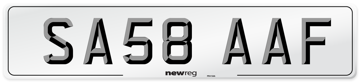 SA58 AAF Number Plate from New Reg